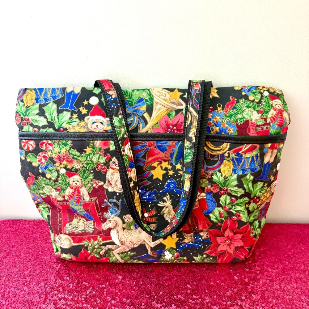 🎅🏼VINTAGE Novelty Ugly Christmas Printed Tote Shoulder Bag